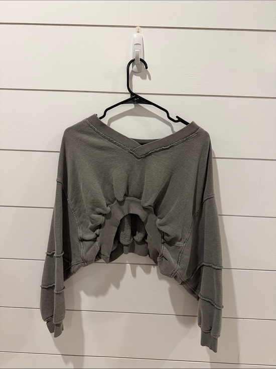 Urban Outfitters Tops - Urban Outfitters Washed Gray Cropped Pullover with Ruched Back